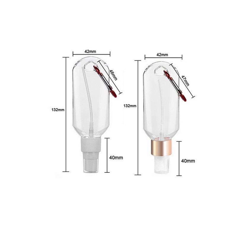Desinfectie alcohol draagbare haak sleutelhanger spray fles transparante handdesinfectiemiddel fles lege fles lotion sub-fles