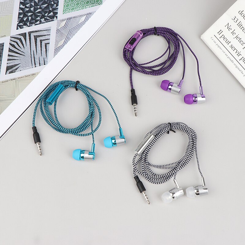 1pc stereo-ohrhörer mit kabel (nylon-geflechtkabel), headset mit mikrofon für xiaomi, laptops, smartphones und huawei