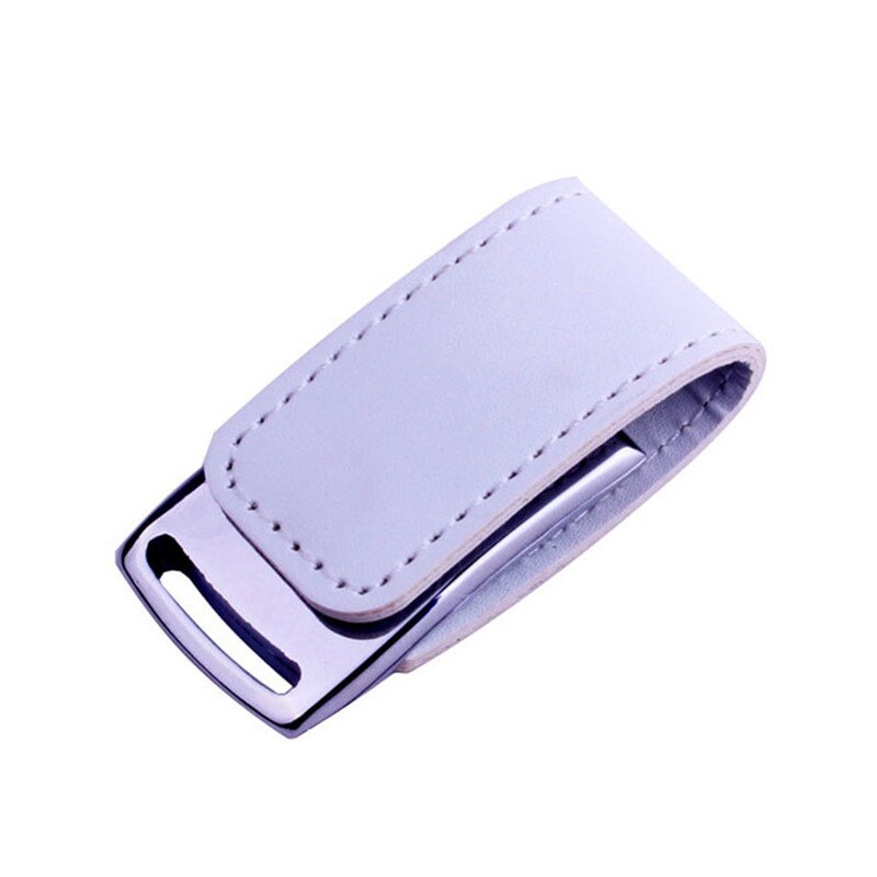 JASTER-pen drive de cuero y metal, 4GB, 8GB, 16GB, 32GB, 64GB, Udisk, USB 2,0, unidad flash,: 16 GB / White