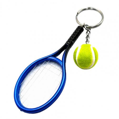 Simulatie Mini Tennisracket Bal Sleutelhanger Hanger Bag Key Ring Accessoires Mannen Vrouwen Sleutelhanger Trinket Autosleutel Ring Sieraden: Blauw