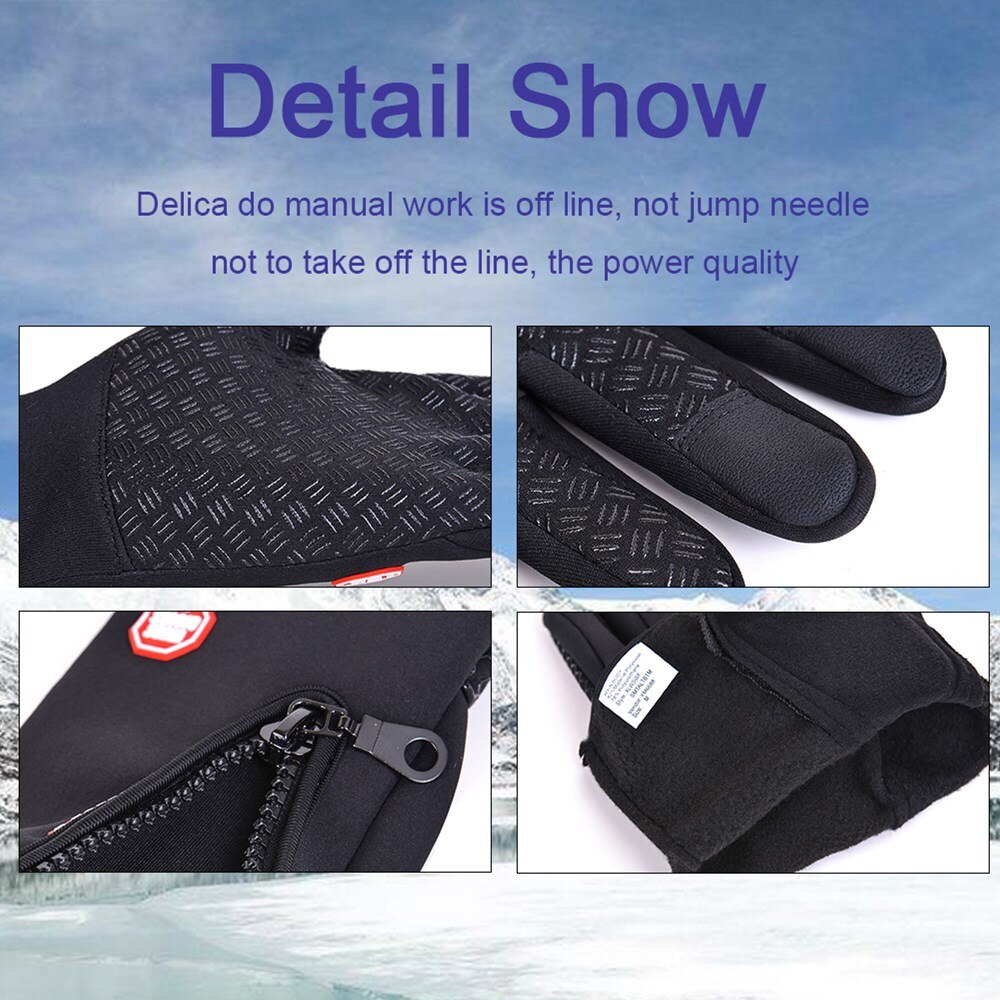 Gants noirs imperméables et coordonnants pour homme et femme, mitaines chaudes, coupe-vent, écran tactile, sport, pêche, ski, vélo, cyclisme, hiver