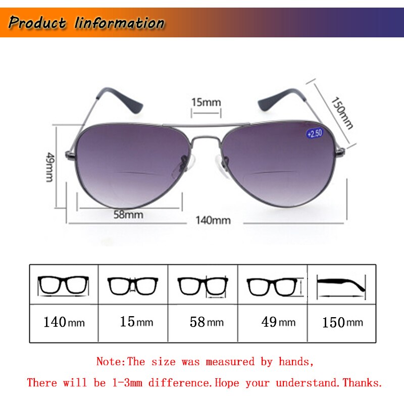 Unisex Pilot Bifocal Reading Glasses magnifier Women Men Look Near Far Gradient Lens Presbyopic Goggle Sunglasses Send Case L3