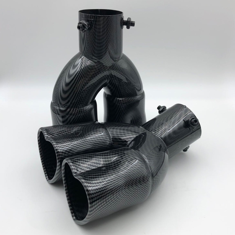 Puntas de escape de fibra de carbono de acero inoxidable, punta de tubo de doble tubo, silenciador, estilo en forma de corazón, Universal, accesorios para coche