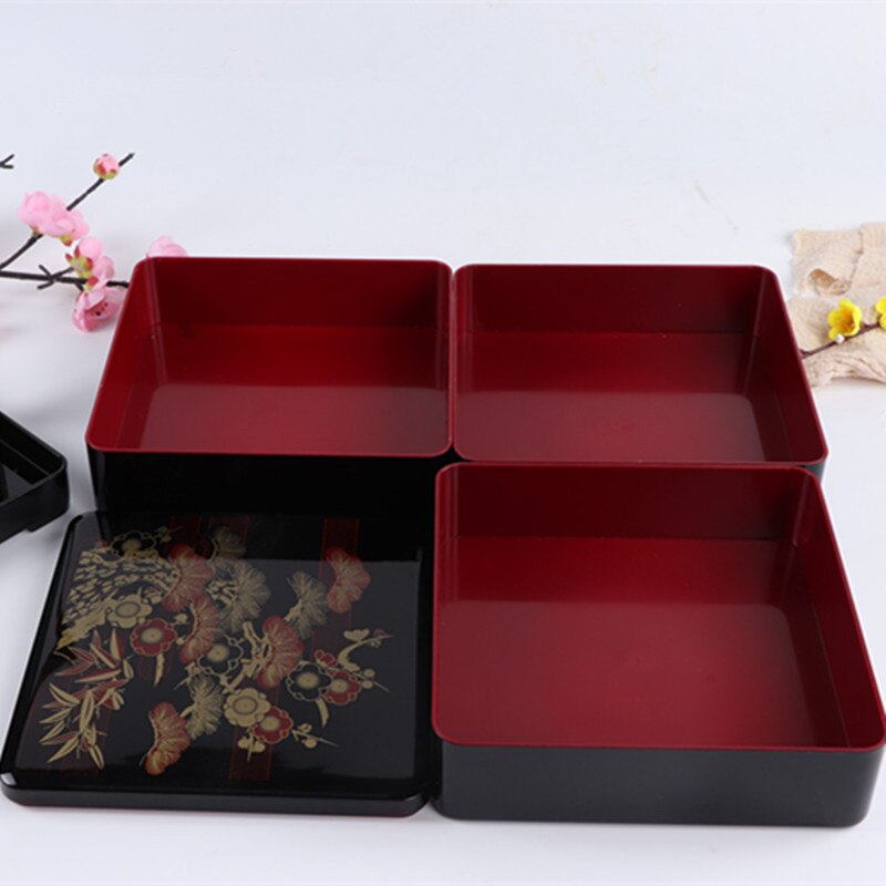 Three layers Japanese sushi box lunch box picnic snack box fast food packages bento Box Snack Packaging Box Candy Lunch Box