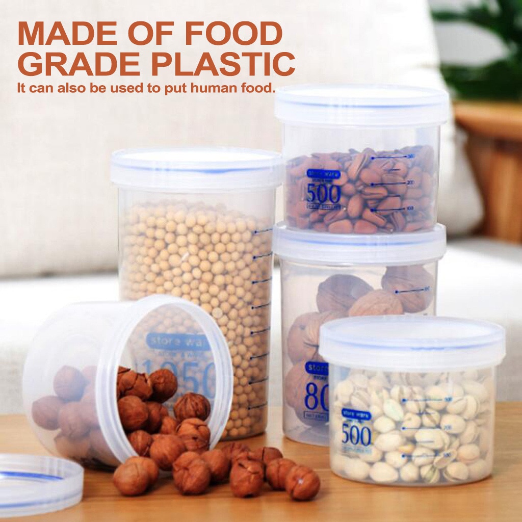 Kitchen Transparent Storage Box Multigrain Storage Box Hermetically Sealed Plastic Round Spiral Storage Tank Food Container