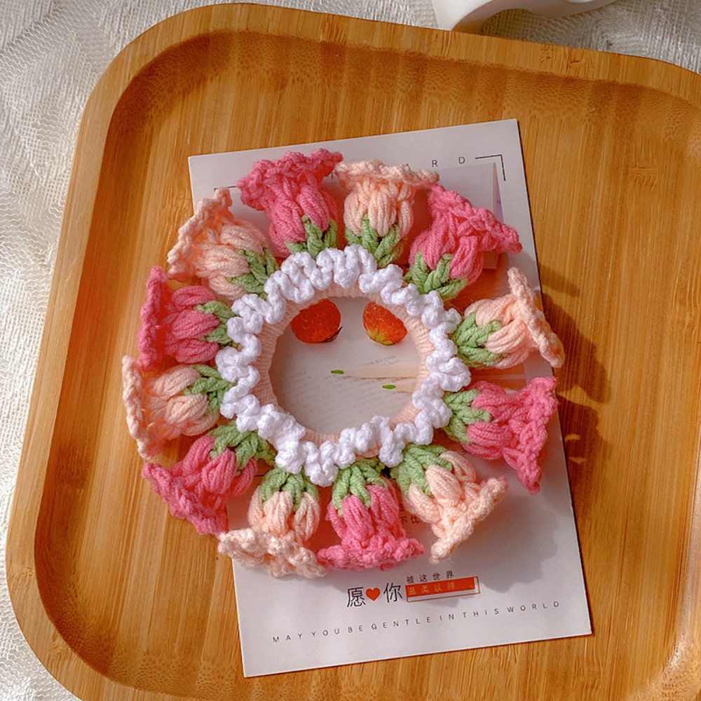 Ręcznie Robione Szydełkowe Kwiaty Dziane Gumki robić Włosów Nakrycia Głowy dla Kobiet Wiosna Lato Flores Convallariae Opaska robić Kucyka Akcesoria robić Włosów