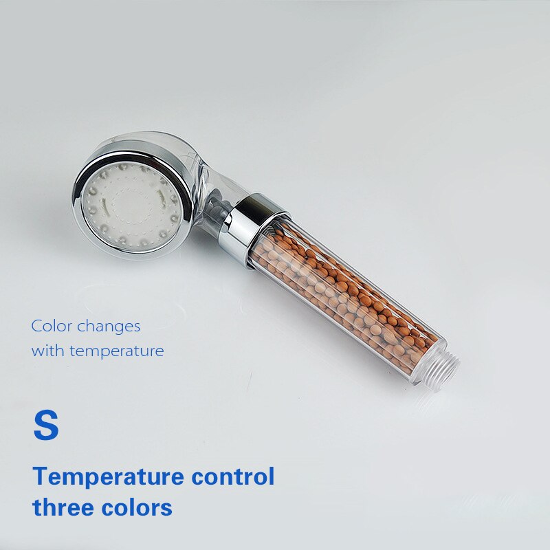 Lumière LED pomme de douche contrôle de température buse de douche couleur luminothérapie Anion bain pomme de douche LED veilleuses buses de bain: STemperature control