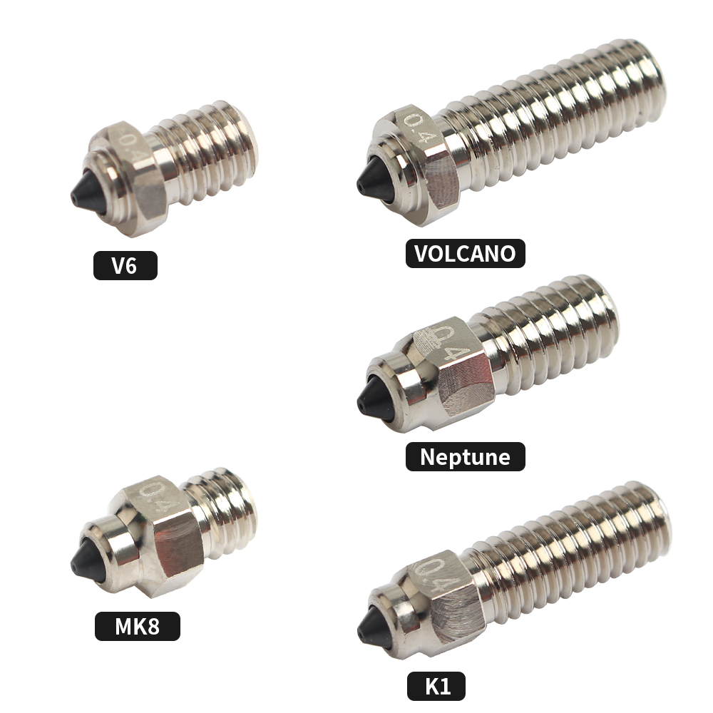 Boquilla HC bimetálica resistente al desgaste de acero endurecido FYSETC DLC para impresora 3D V6/Vulcano/Mk8 Hotend Neptune4 K1