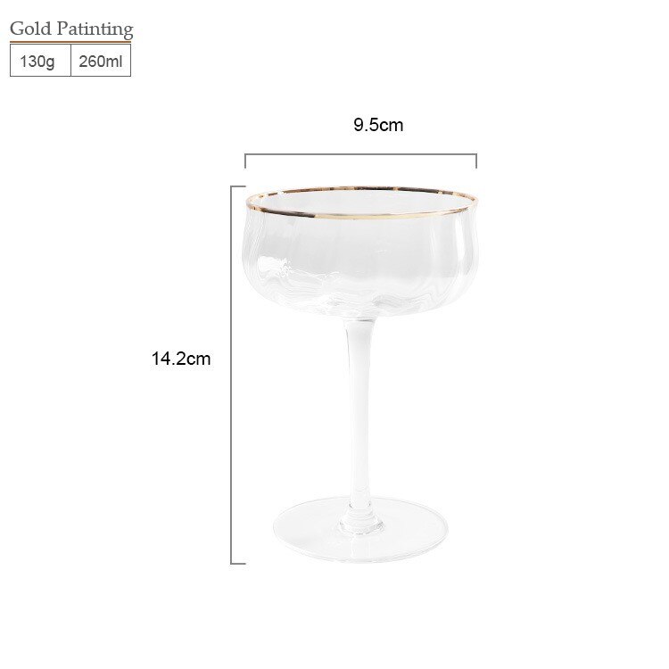 Ins Tulip Wine Glass Lead Free Glass Gold Painting Colourful Champagne Juice Cup Simple Wine Cup Crystal Glass: 002