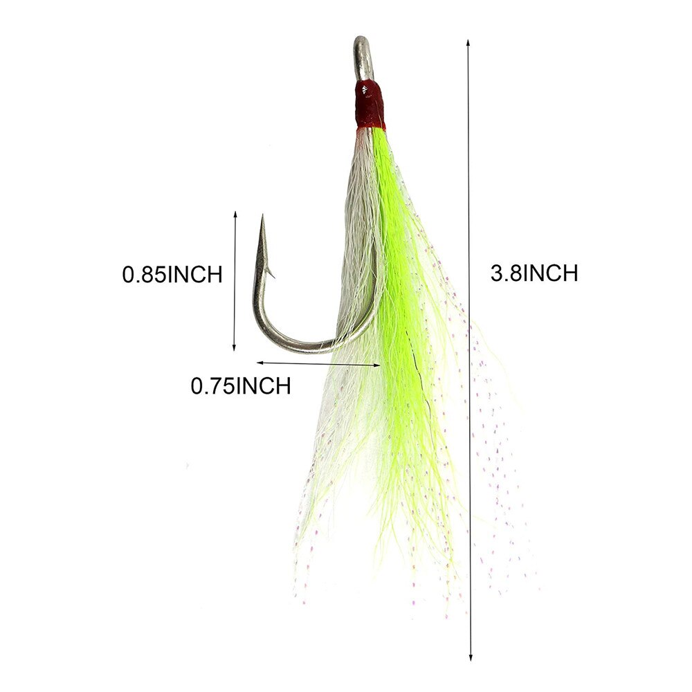 15pcs Jig Fishing hook with Bucktail Teasers Fluke jig Rig kit for Saltwater Fishing Plugs Lures