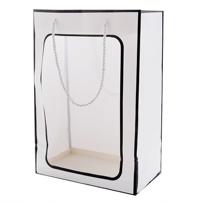 10 st synlig papperspåse med genomskinligt fönster för leksaksdukstillbehör förpackning i påsar: Svart