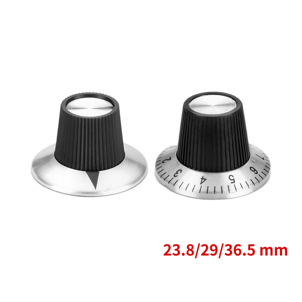 10PCS 6.35mm Knob Shaft Hole Diameter Potentiometer Knob Screw 23.8/29/36.5MM Outer Diameter for 0-9 Numbered