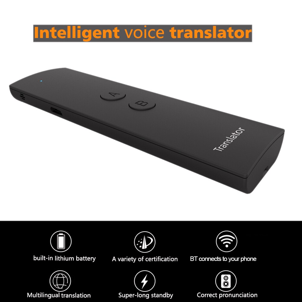 T6 Intelligent Translator Voice Speech Interpreter Bluetooth 4.2 Two-way Real-time Translators 38 Languages for Learning Travel
