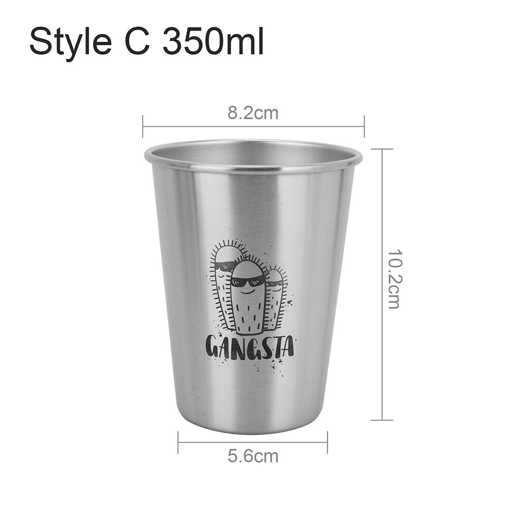 350/500ML Beer Cup Nordic Ins Metal Cactus Series Lovers Cup Durable Wine Cups Household Office Use Gargle Cups: Style C 350ML