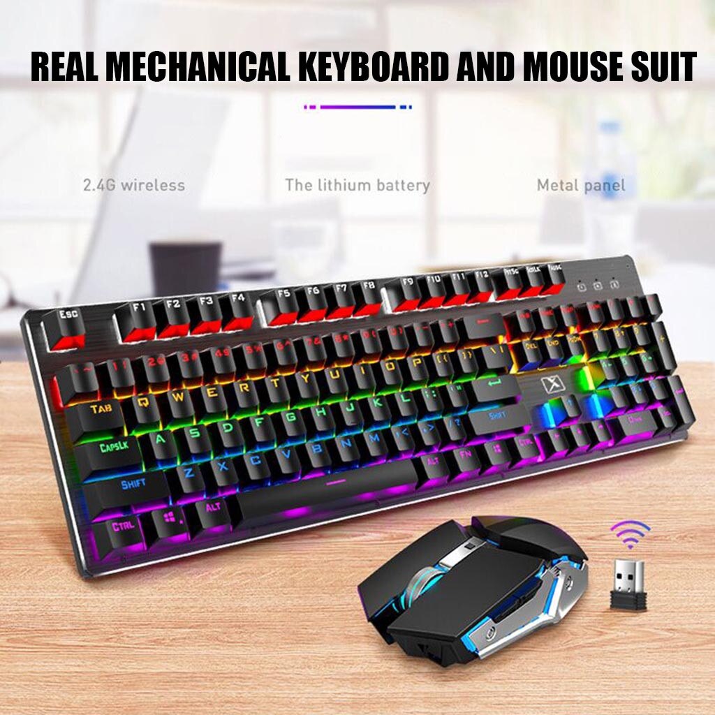 X200 podwójny tryb klucz ergonomiczna gra bezprzewodowy Mix podświetlany Panel mechaniczny zestawy klawiatura i mysz 104 klucz standardowa klawiatura mysz