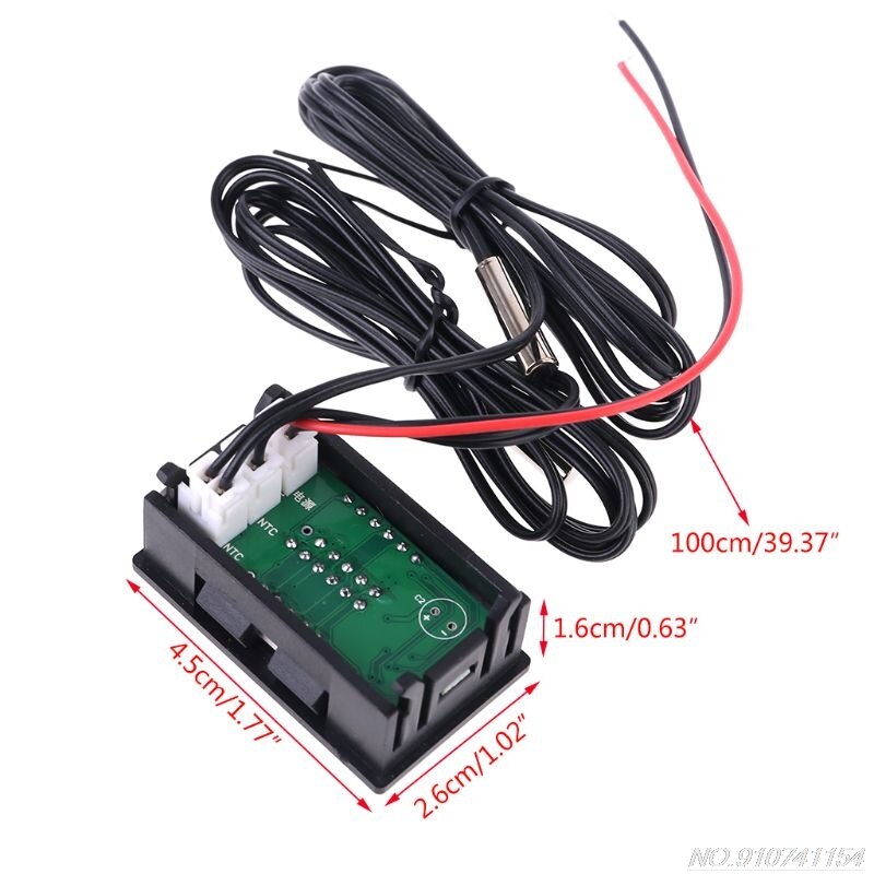 Dual Display Digital Thermometer Red+Blue Temperature Sensor Tester NTC Waterproof Metal Probe N30 20