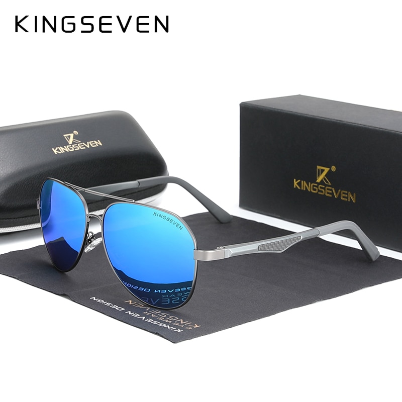 KINGSEVEN Driving Men's Polarized Sunglasses Aluminum Temples Aviator Sun Glasses For Men UV400 Anti-Glare Retro Eyewear