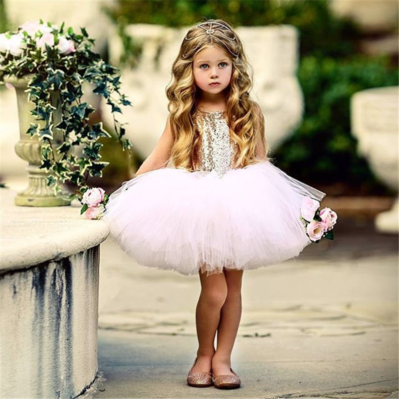 Pageant Kids Baby Girl Princess Dress Tutu Tulle Back Hollow Out Party Dress Pink Red Ball Gown Formal Dresses Outfits