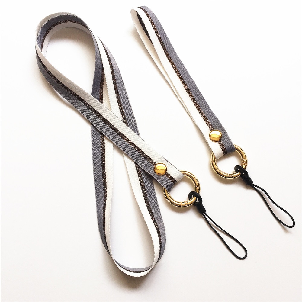 2 stk håndlavet stof nøglering til kvinder og piger med gylden rund clips og snor til at fastgøre nøgler og mobiltelefoner
