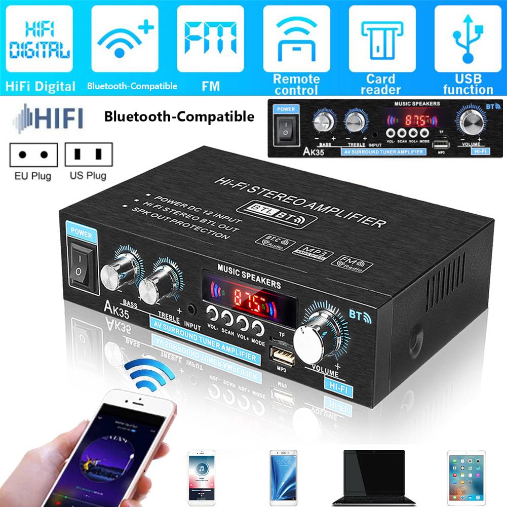 AK35 domowe wzmacniacze mocy Bluetooth HiFi Stereo Audio wzmacniacz mocy kanał 2.0 wzmacniacz dźwięku obsługa Mini wzmacniacz cyfrowy