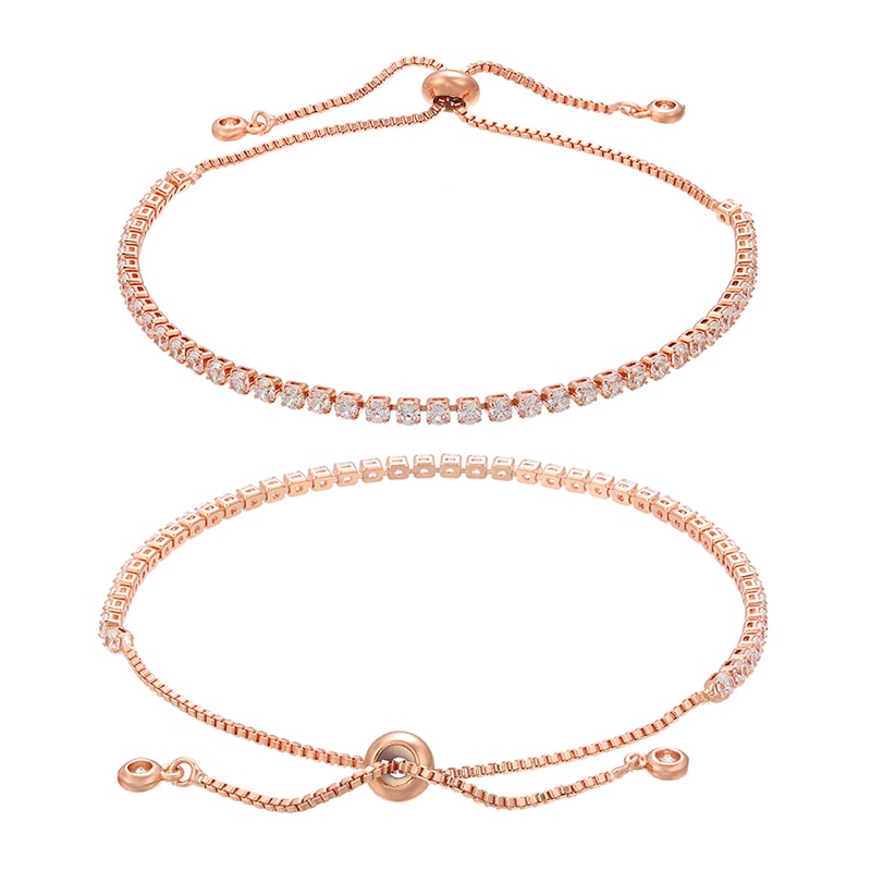 ZHUKOU 2.5x280mm Stylish Brass Crystal Bracelet for Women Link Chain Bracelets & Bangles for Women Authentic Jewelry VL24