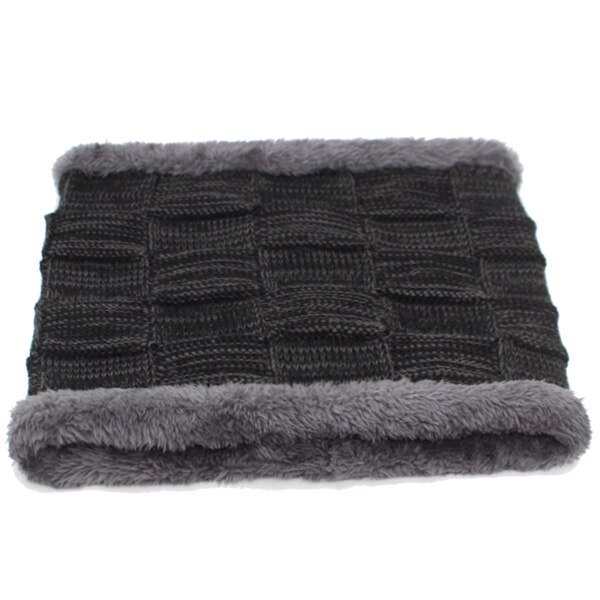 YOUBOME Men Winter Scarf Ring Knitted Men Scarves For Women O Neck Snood Warp Faux Fur Thick Warm Male Fleece Scarves: Black