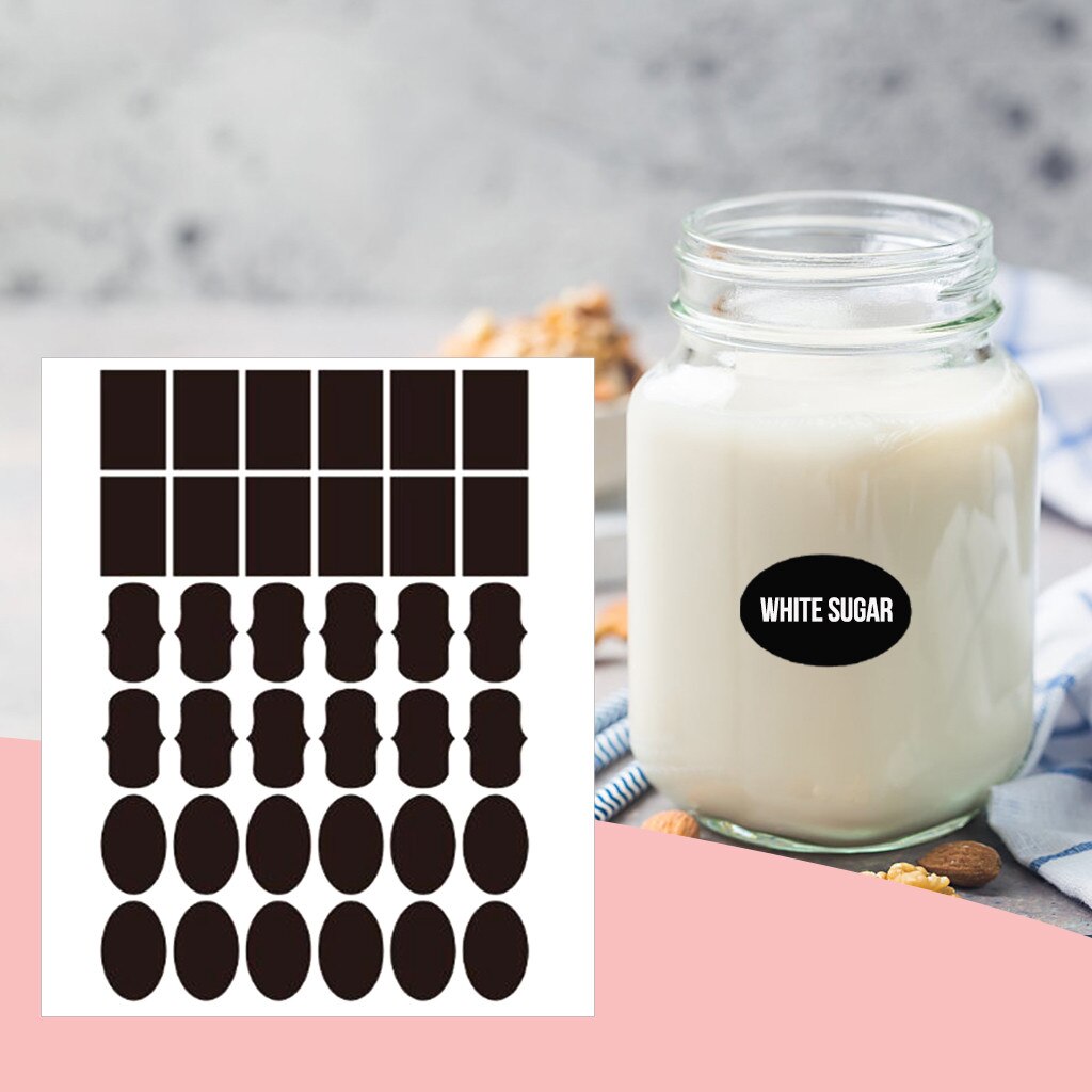 36pcs Multi Purpose Waterproof Chalkboard Labels For Regular Wide Mouth Jar Kitchen Jars Organizer Labels Blackboard Sticker