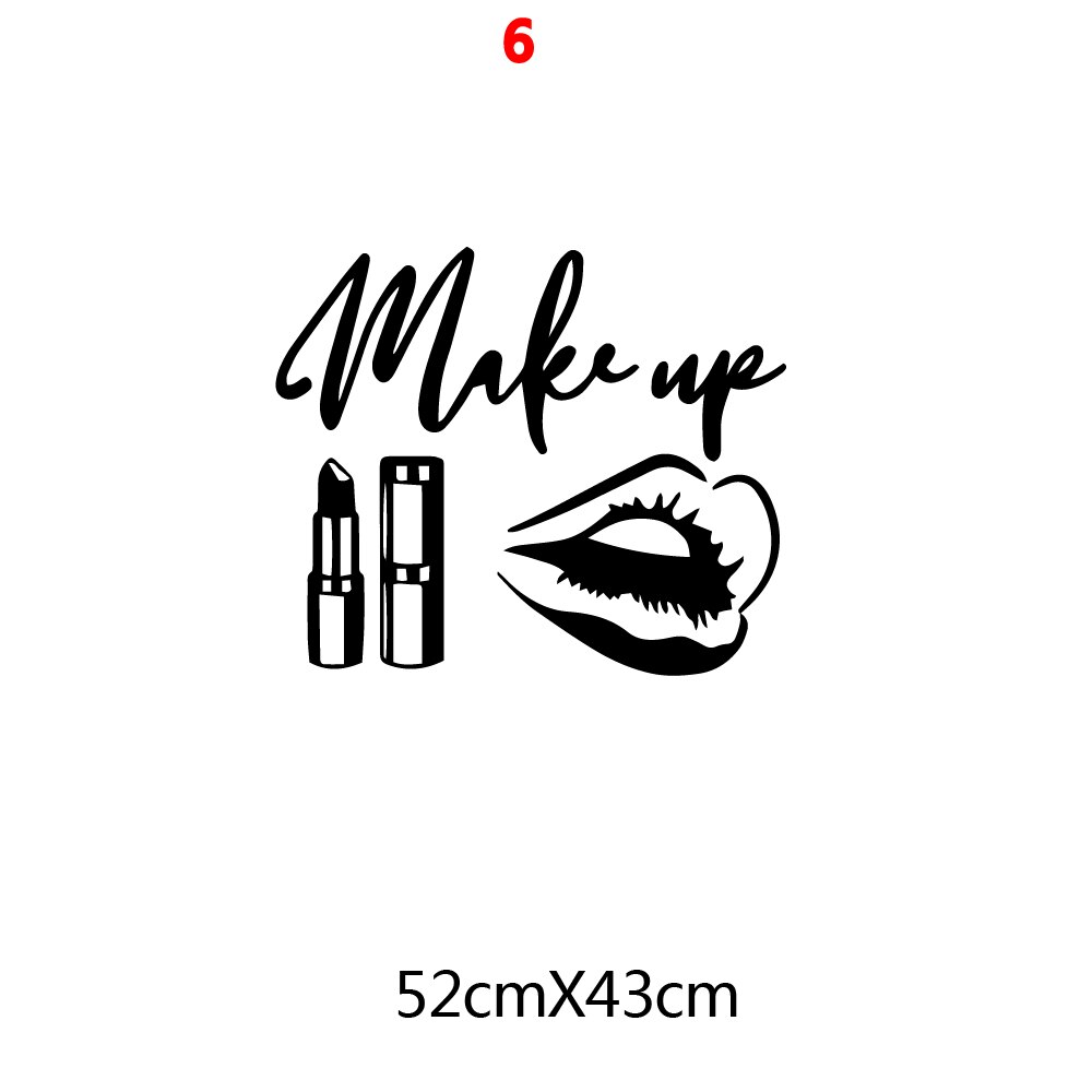 Skønhedssalon salon læbestift øjne vinyl wallsticker tapet til skønhedssalon piger soveværelse indretning vægmaleri plakat citater make up: 6