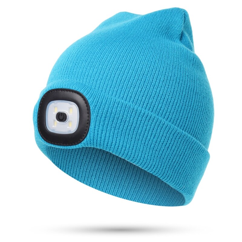Gorro con luz LED recargable por USB para niños, gorro con 4 luces LED para iluminación nocturna, de alto brillo, ropa Ultra suave