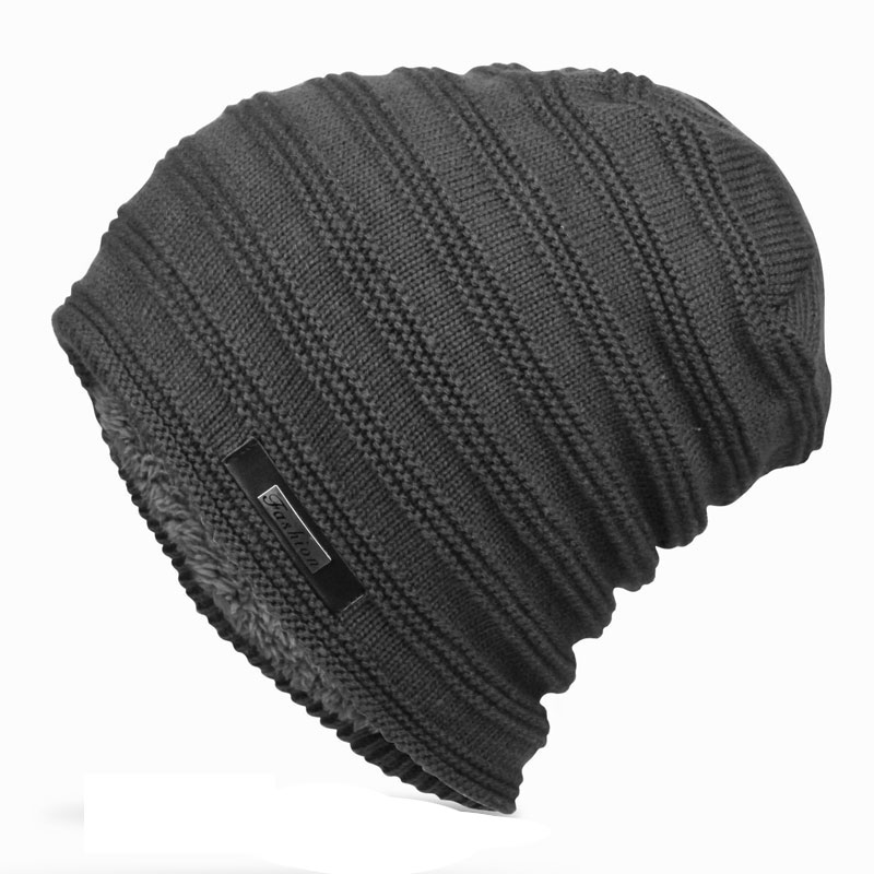 Bonnet rayé d'hiver pour homme, bonnet Long, rayé, surdimensionné, style Baggy, doublure polaire, noir, gris, bleu marine, rouge foncé, en Stock