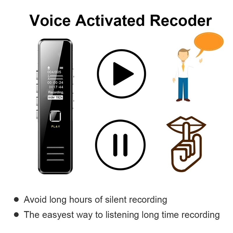 AAAE Top-HD Noise Reduction Remote Recording Pen Recording Pen 192Kbps 20 Hours Recording Mp3 Playback