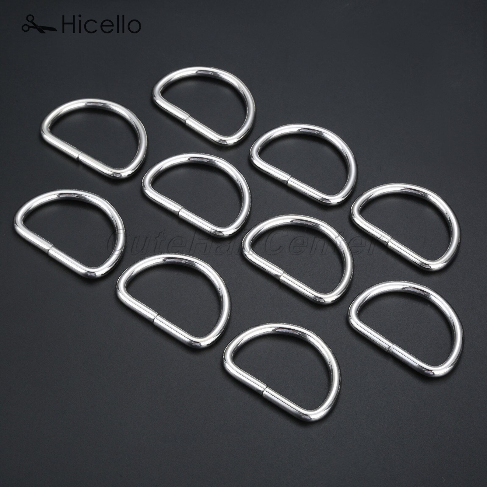 10pcs D Ring Metal Buckle Dee Clasp 20mm 25mm 38mm Gold Silver Black Bronze DIY Belt Strap Chain Luggage Leather Bag Hicello: Silve 38mm