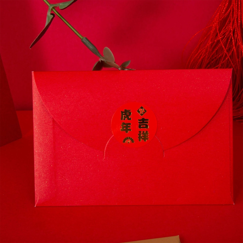 517E 500 unids/rollo de pegatinas de caracteres chinos Fu, pegatinas de sellado decorativas para tarjetas