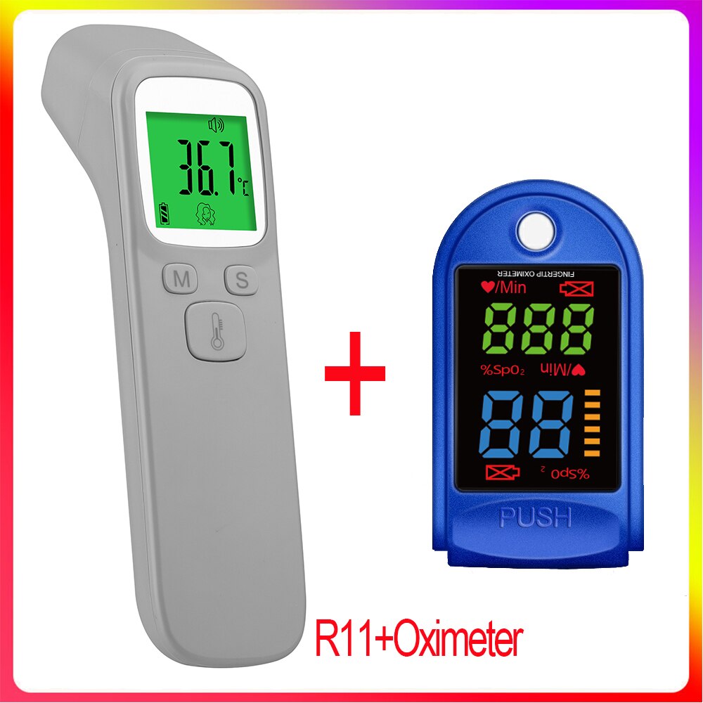 Contactloze infrarood thermometer met 3 kleuren lcd-achtergrondverlichting voor menselijke baby's en volwassenen, infrarood digitale thermometer: Grijs  r11 kam