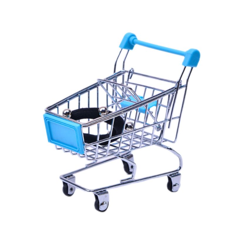Mini Supermarket Hand Trolley Shopping Utility Cart Storage Basket Pretend Kids M0XD