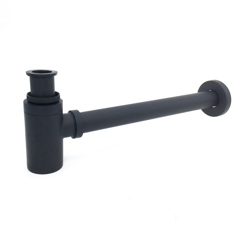 Brushed Gold Brass Pop-Up Basin Waste Drain, Basin Mixer P-Trap Waste Pipe Into The Wall Drainage Brass Vessel Or Ceramic Sink: Black-A