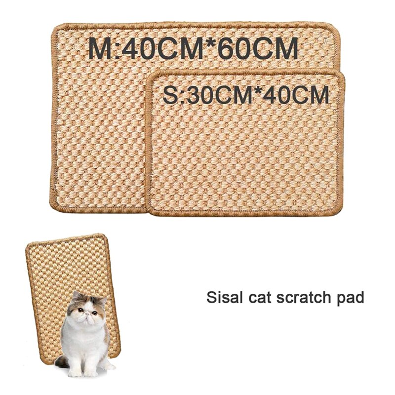 Scratching Mat Natural Premium Woven Sisal Cat Mat Cat Cat Scratch Post Wall Sticker Anti Slip Cat Scratcher Pad for Carpet Sofa