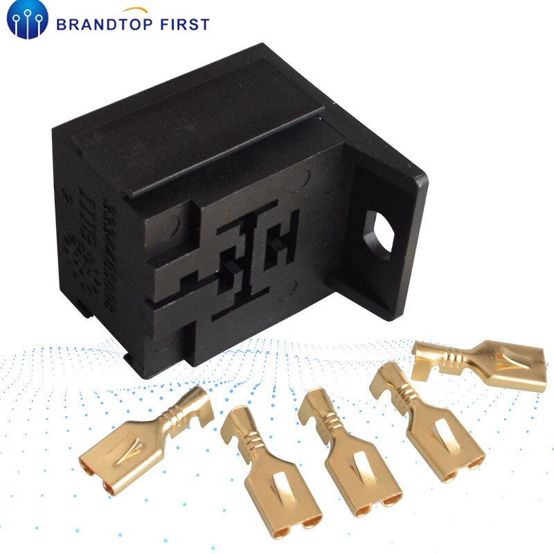 1Set Car Auto Vehicle 5 Pin Relay Socket Holder with 5Pcs 6.3mm Copper Terminal
