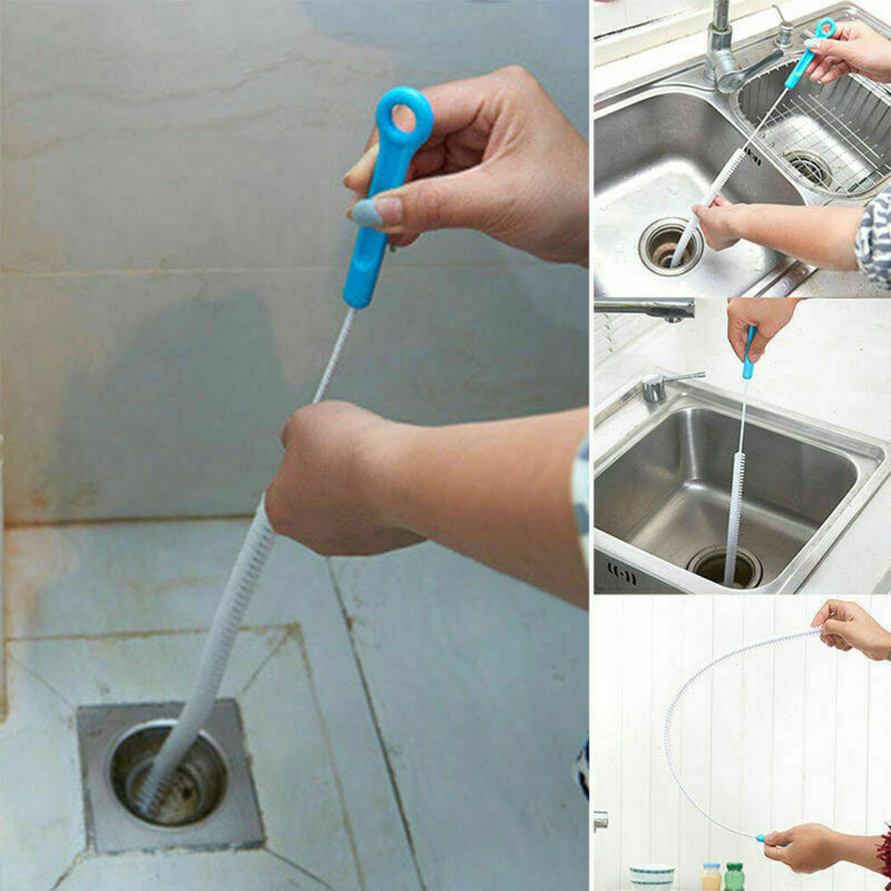 71cm slidstærk fleksibel rengøringsbørste vask overløb afløb blokering ren børste køkken badeværelse stålrenser rør mudderværktøj