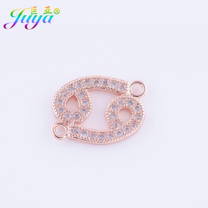 Gioielli FAI DA TE Forniture di Rame Femminile 12 Costellazioni Dello Zodiaco Fascino del Connettore Pendenti con gemme e perle Per Le Donne Del Braccialetto Della Collana Fare: Rose Gold Cancer