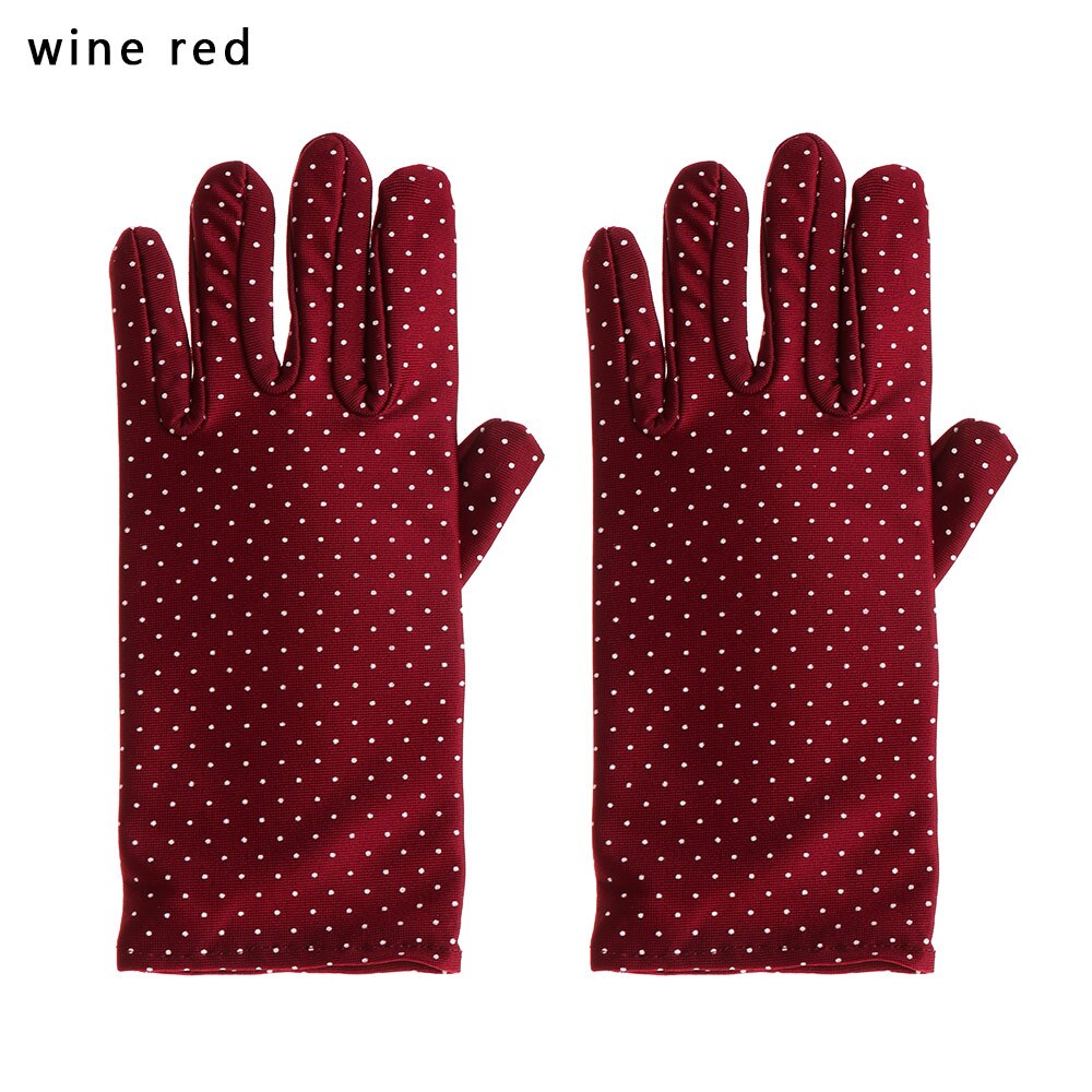 1 par solbeskyttelse håndledshandsker dot elastiske vanter damehandsker strikket stof vintage vanter til indkøb: Burgunder