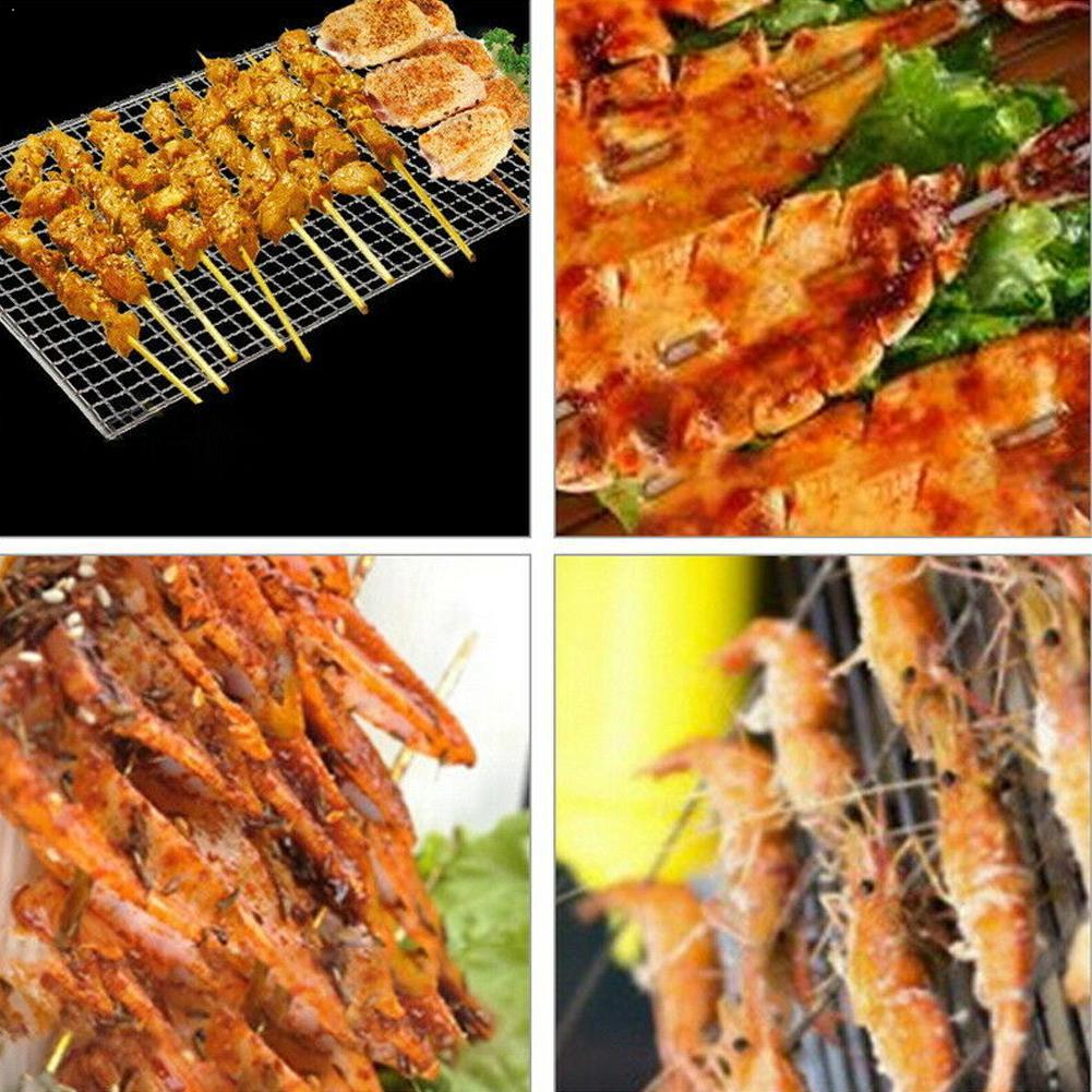 Household On-stick Triple Fish Grilling Basket w/ Wood BBQ Fish Barbecue Rack Handle Fish Grilling Outdoor Tool BBQ P4L2