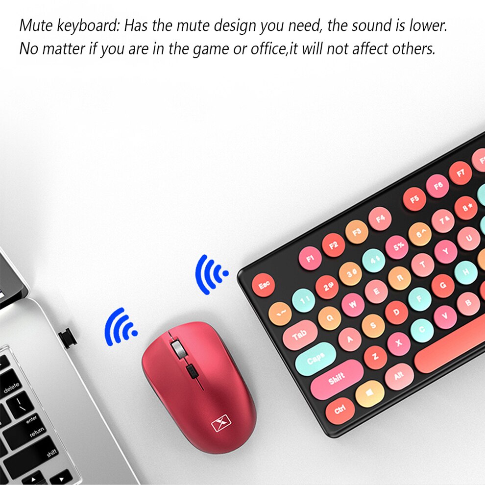 Jelly Comb Rechargeable Wireless Keyboard Mouse Combo for Laptop Computer Home Portable Office Full Size Keyboard Mute Click