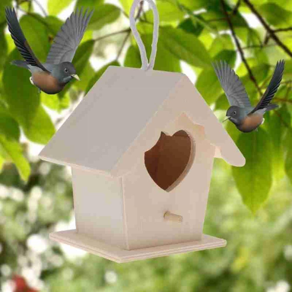 Wooden Bird Simple Nest Hanging Bird House Natural Bird Place Wall-mounted Resting Outdoor Wooden Cage Birdhouse Tree Garde D6b1