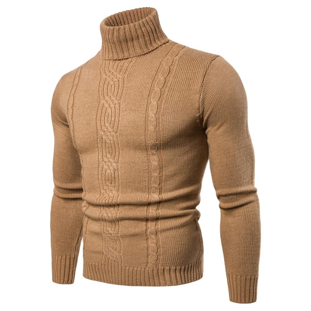 Herfst Winter Warmte Coltrui Mannen Hoge Revers Trui Dieptepunt Shirt Jacquard Gebreide Trui Mannen XY019