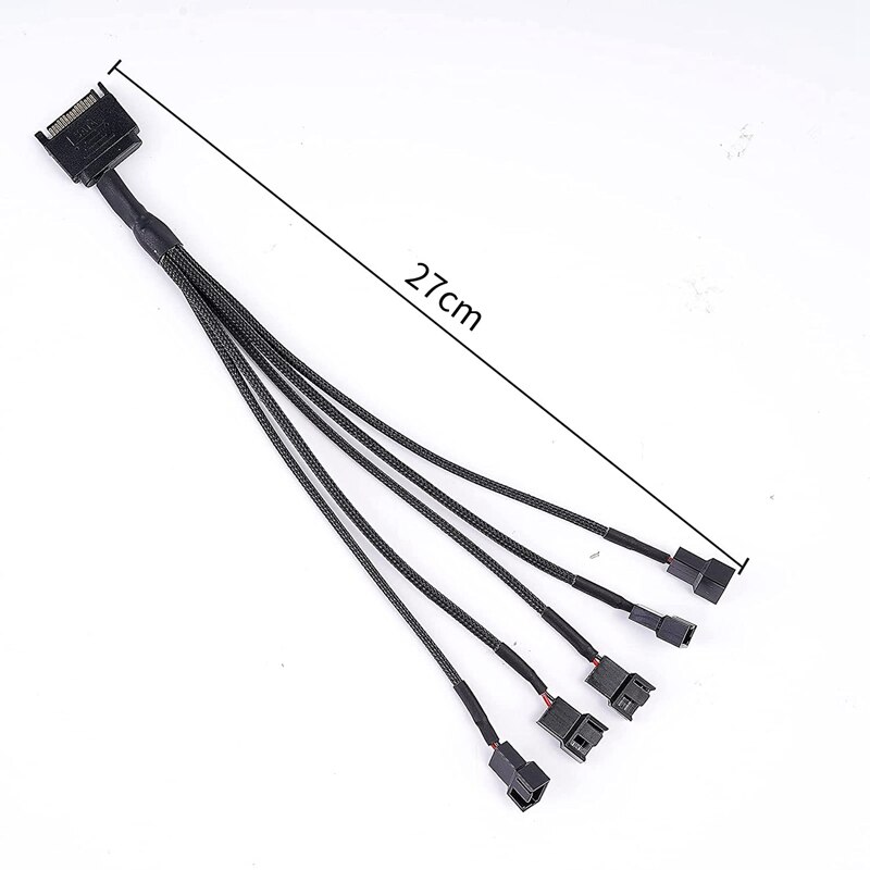 Cooling Fan Adapter Cable, 15 Pin SATA To 5 X 3 Pin / 4 Pin PMW 12V PC Case Fan Power Adapter Cable To 15 Pin SATA