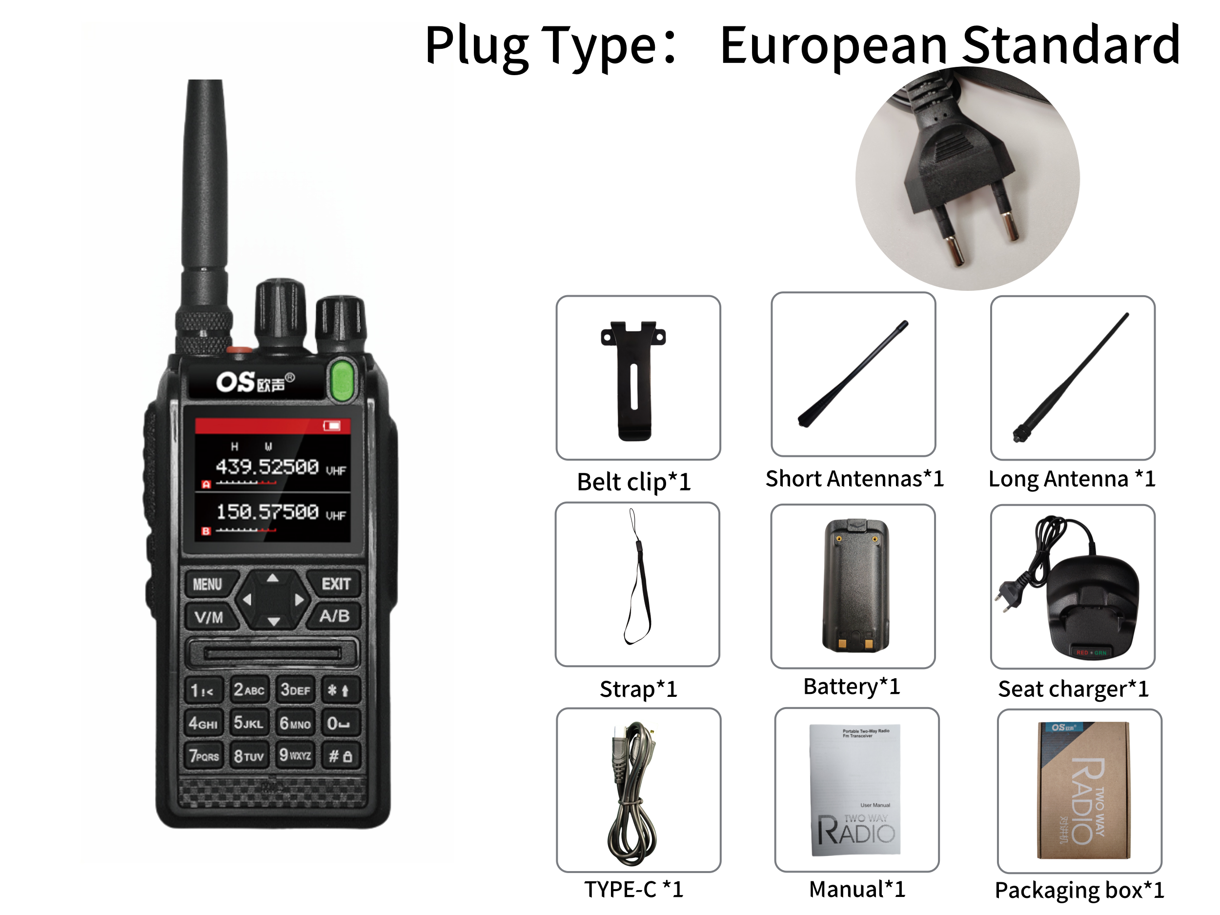 OS-DMR Brand Factory Two Way Radio Passed CE FCC UHF VHF Full Band Roger DTMF OS-8900UV Long Range Communication Radios: Blue