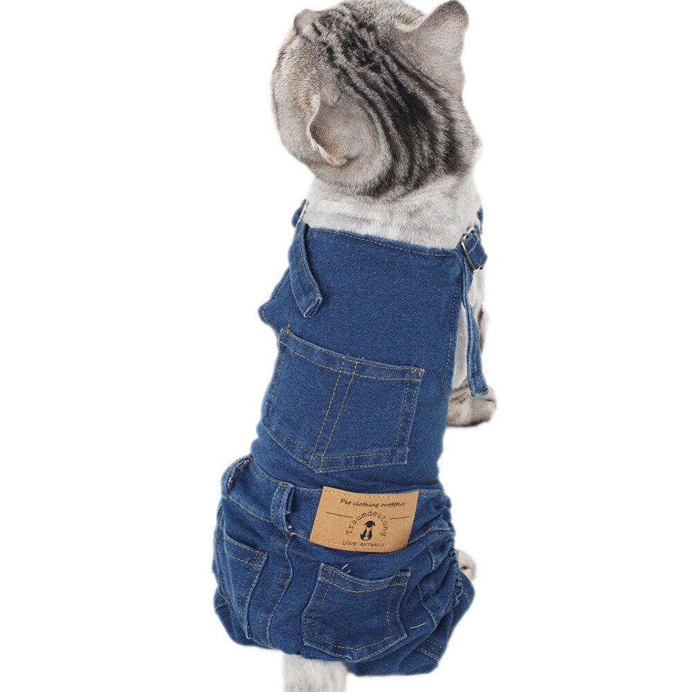 Small Dogs Jumpsuit Overalls Jeans Cats Clothes For Pets Costume Costumes Yorkshire dog onesie yorkshire terrier pyjama chien