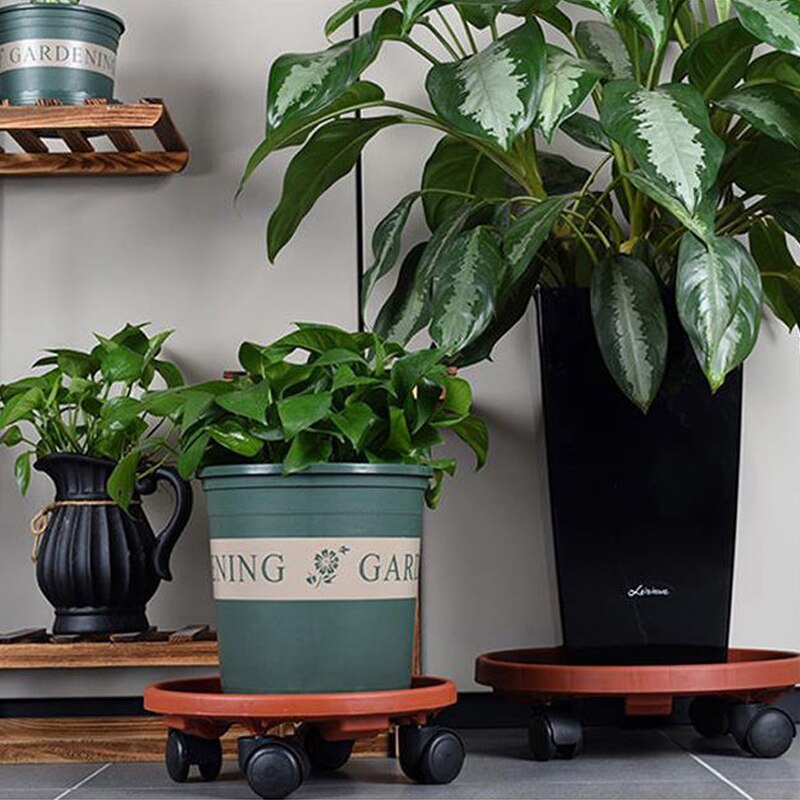Movable Plant Stand Flower Pot Tray With Universal Wheel Heavy Duty Rolling Potted Rack Indoor Outdoor Balcony Garden GH
