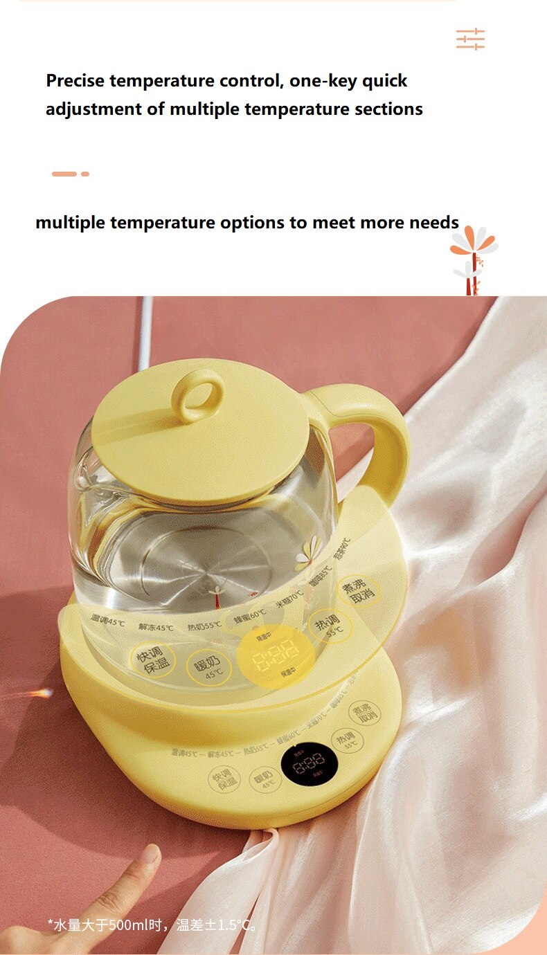 220V 1200ML Automatic Electric Glass Kettle Health Preserving Pot Household Multi Cooker Dessert Tea Cooking Machine